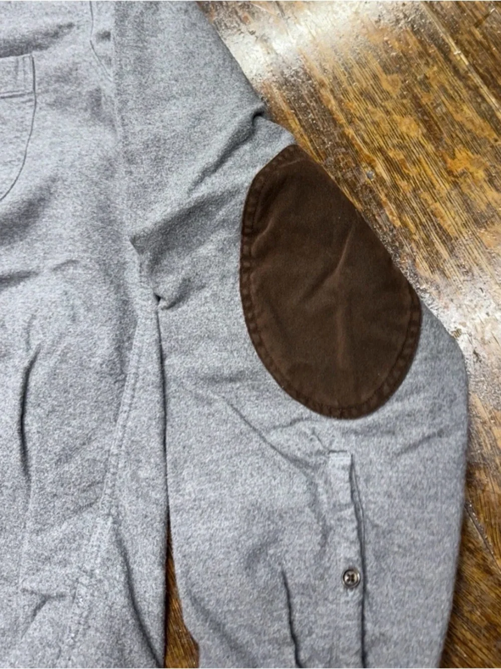 J. Crew Dark Gray Wool-Cotton Knit Top with White Buttons M